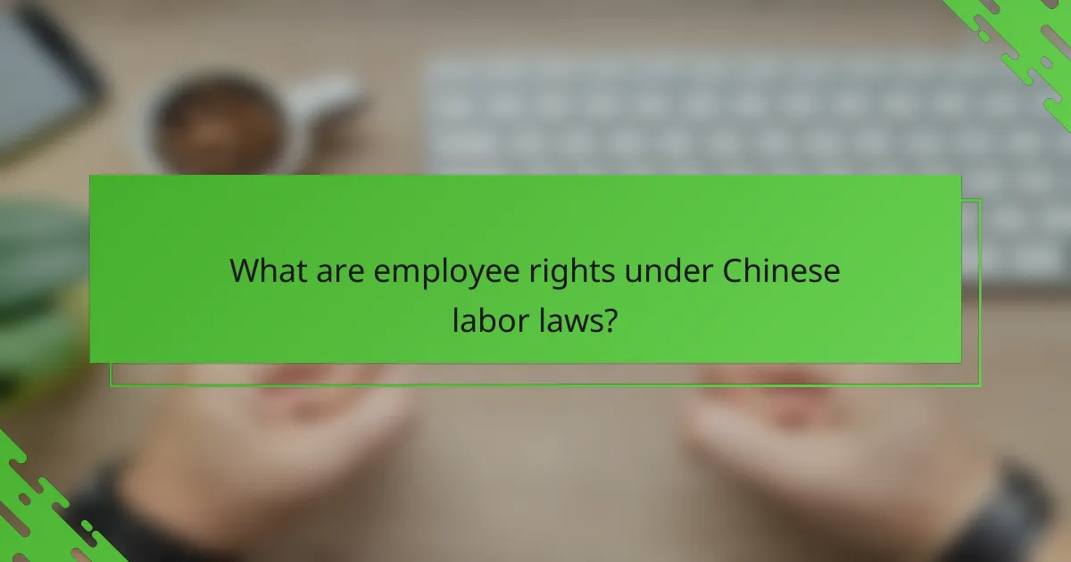 What are employee rights under Chinese labor laws?