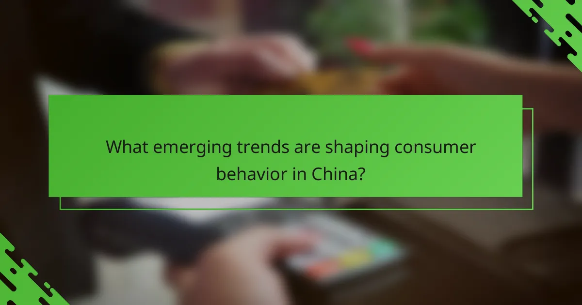 What emerging trends are shaping consumer behavior in China?
